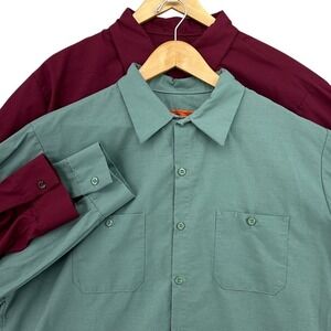 Red Kap 2 Pack Long Sleeve Work Shirts Burgundy Sage Green XL SP14BY5 SP14LG5